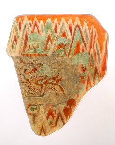 Dragon in a lake, Bezeklik, Cave 19, c. 1024-1155 AD, wall painting - Ethnological Museum, Berlin - DSC01731