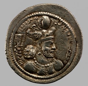 Drachm of Sasanian ruler Bahram IV ca CE 388–99 (obverse)