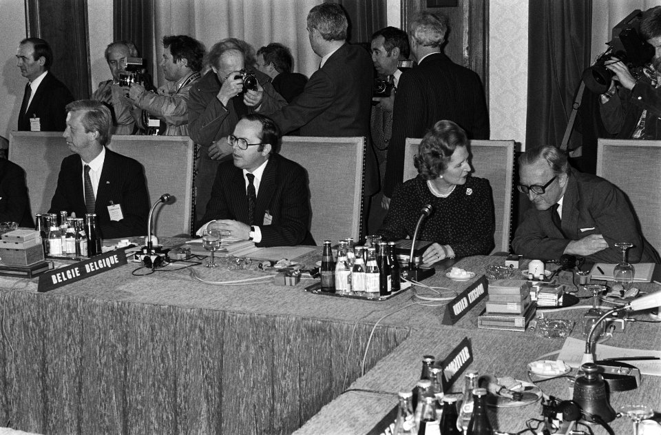 Europese Raad in Maastricht, overzicht met o.a. Margareth Thatcher (m) 23 Maart 1981, Bestanddeelnr 931-3908