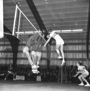 Europese kampioenschappen volleybal te Hengelo, spelmomenten Nederland tegen Fra, Bestanddeelnr 916-2693