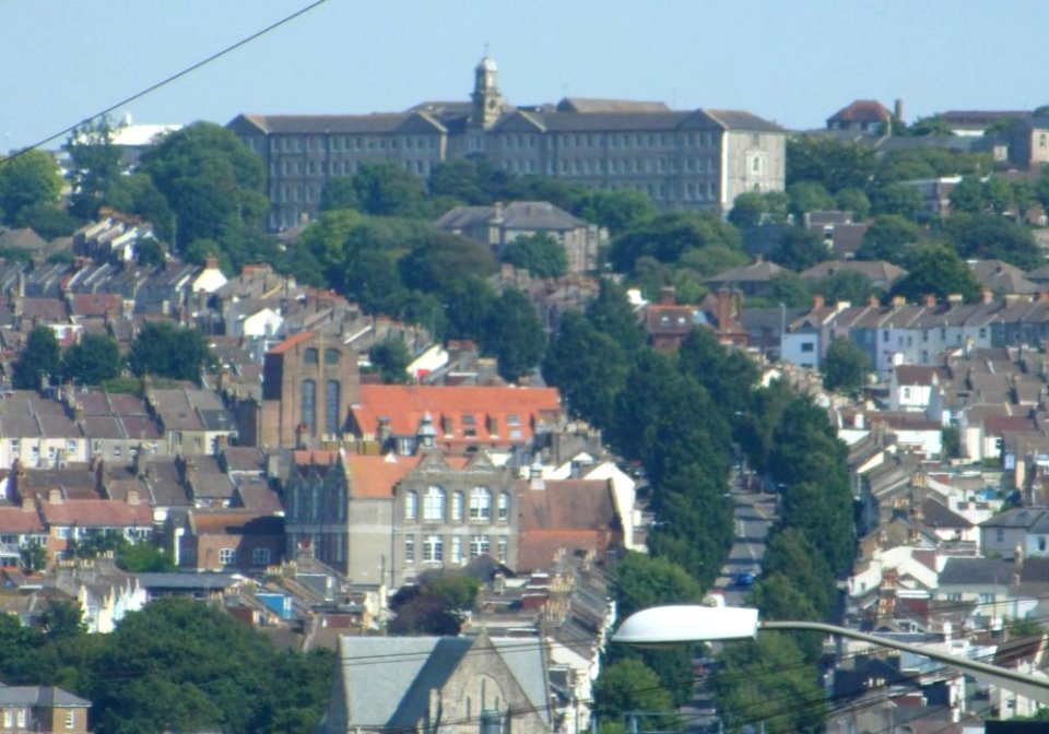 Elm Grove and Brighton General Hospital seen from Old Shoreham Road, Prestonville, Brighton (August 2013) (1)