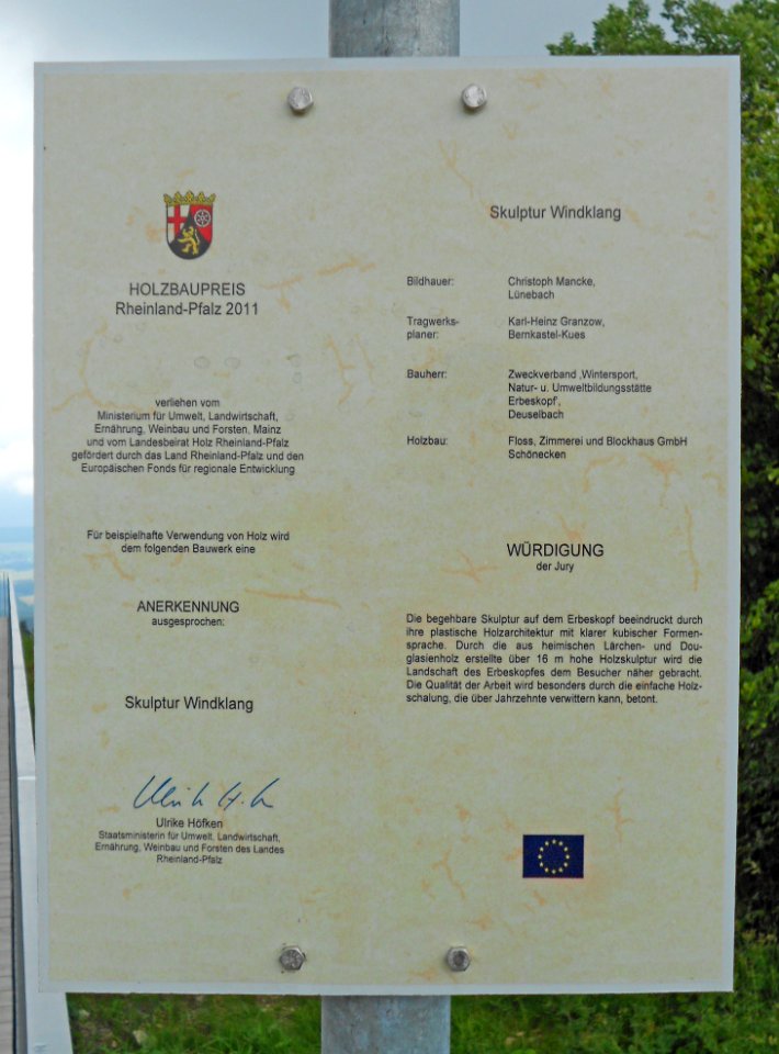 Erbeskopf Windklang - July 2012 - Sign