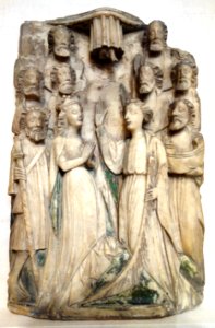 English reliefs, 3 of 3, The Ascension, perhaps Nottingham, c. 1440-1450, alabaster with traces of polychromy and gilding, lent by the Metropolitan Museum of Art - Chazen Museum of Art - DSC02022