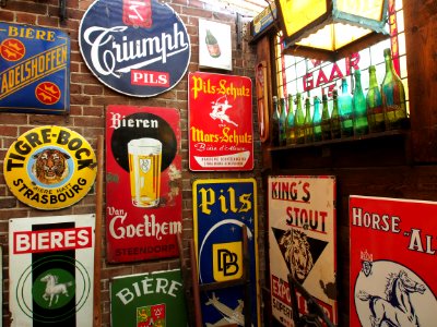 Enamel beer advertising signs in the Beeradvertising museum