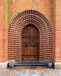 Entrance door Sortebrødre kirke Viborg Denmark