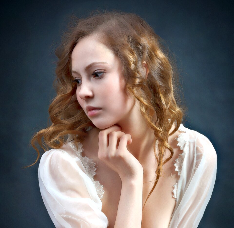 Sad portrait of a woman face
