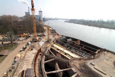Einlaufbauwerk Baustelle Weserkraftwerk