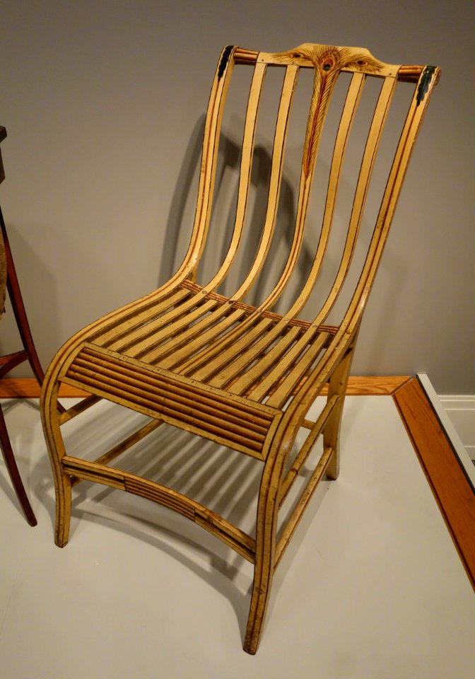 Elastic side chair, branded 'S. Gragg, Boston, Patent', by Samuel Gragg, Boston, Massachusetts, 1808-1812, birch, white oak, beech, original painted decoration - Winterthur Museum - DSC01394