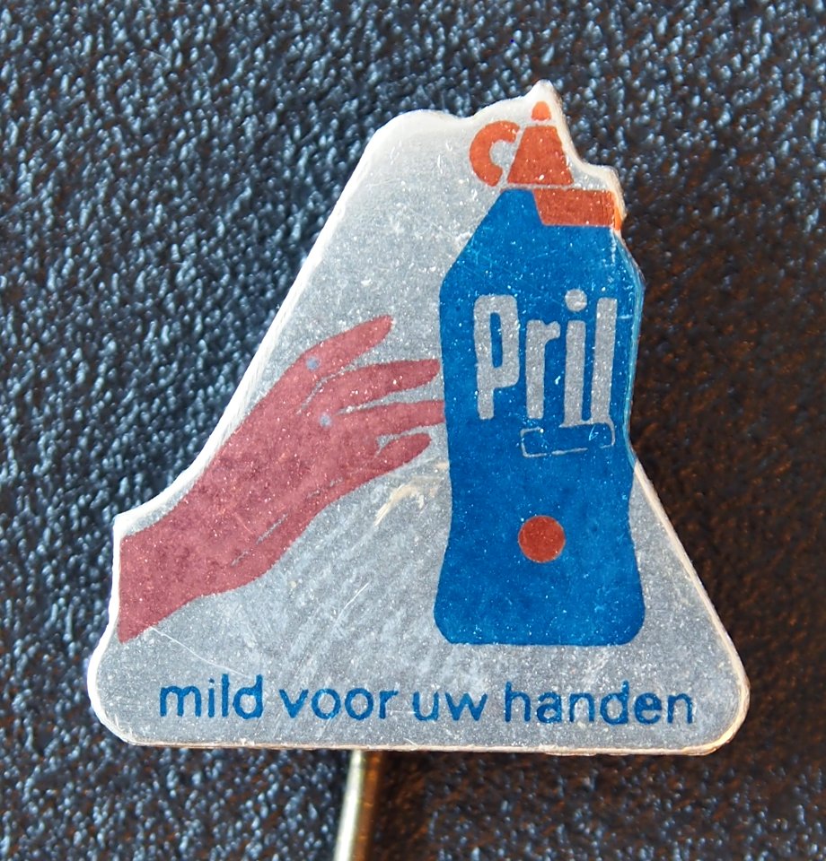 Pril mild voor uw handen, reclame speldje