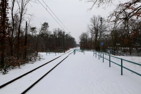 Potsdam Pirschheide tram station with snow 2021-02-07 01