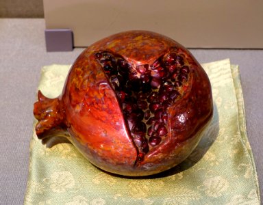Pomegranate, 1 of 2, China, Qing dynasty, 1800s AD, agate inlaid with rubies - Tokyo National Museum - Tokyo, Japan - DSC08316