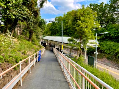 Ramp at Emerson Park station, down, 2021