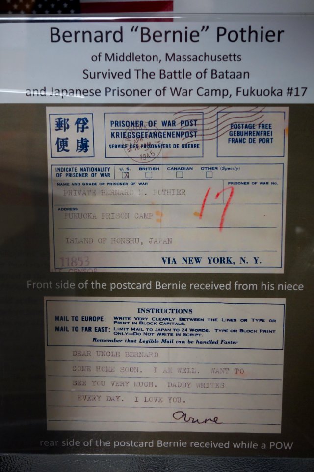 Prisoner of War Post, US prisoner from Battle of Bataan and Japanese POW camp Fukuoka 17 - Fort Devens Museum - DSC07130