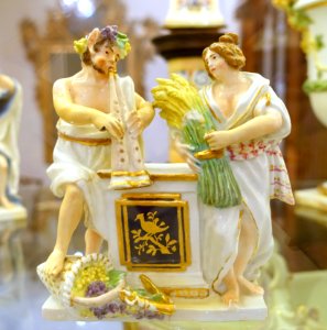 Pan and Ceres, unidentified but apparently Real Fabrica del Buen Retiro, Madrid, 1790-1795 AD - Museo Nacional de Artes Decorativas - Madrid, Spain - DSC08395