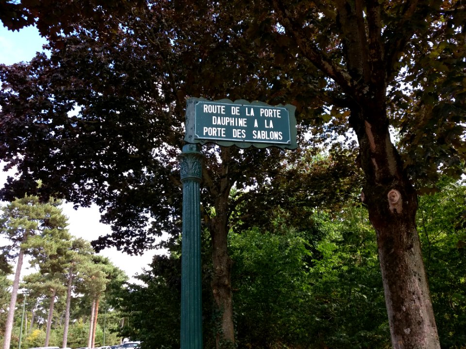 Paris 16e - Route de la Porte Dauphine à la Porte des Sablons - Panneau