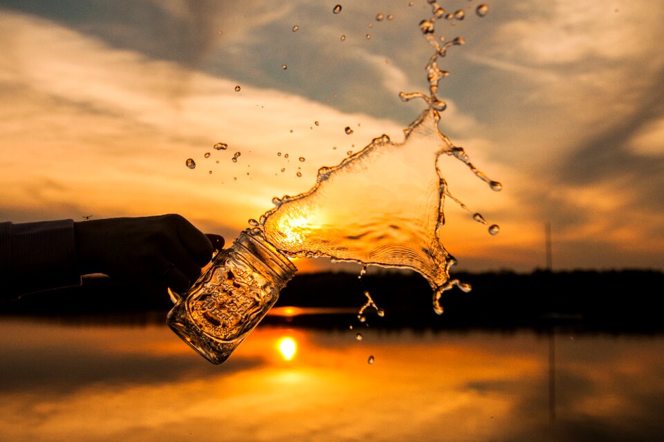 Drink sunset silhouette