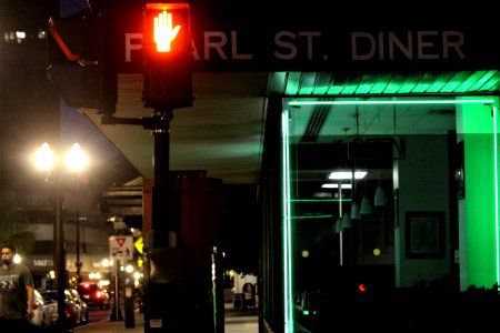Pearl Street Diner at night in Albany, New York photo