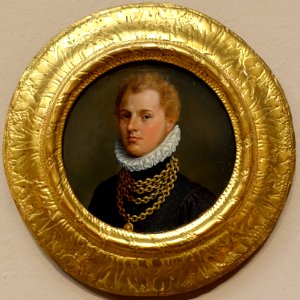 Portrait of a young gentleman, artist unknown, oil on wood - Villa Vauban - Luxembourg City - DSC06492