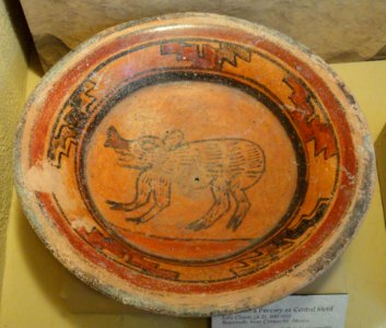 Plate with a Peccary as Central Motic, Late Classic Mayan, reportedly from Campeche, Mexico - San Diego Museum of Man - DSC06834