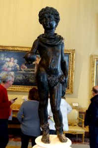 Portrait statue of a child, perhaps Emperor Geta, Roman, c. 196 AD, restored by Giovan Battista della Porta, bronze - Galleria Borghese - Rome, Italy - DSC04682