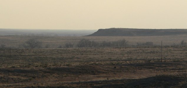 Point of Rocks (Morton Co KS) from KS27 at sundown
