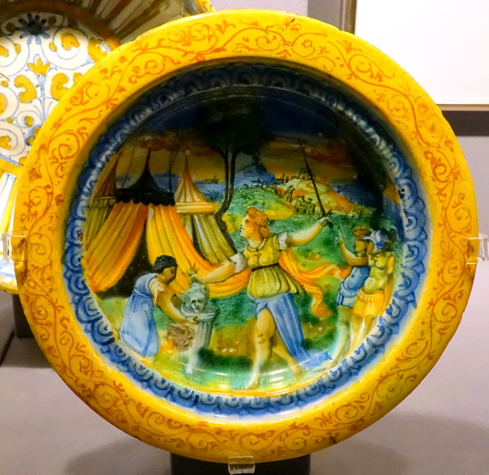 Plate, Italy, Urbino or Pesaro, late 1500s, maiolica - Museum of Anthropology, University of British Columbia - DSC09003