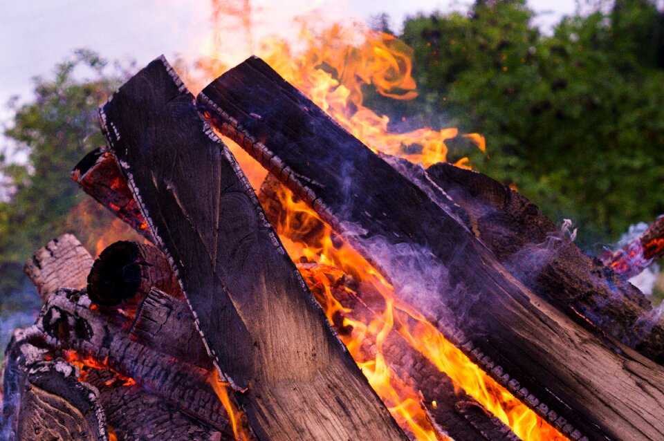 Beech wood potato fire potato roast