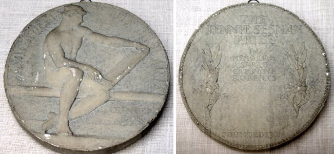 Plaster models for obverse and reverse of the Jennie Sesnan Prize medal