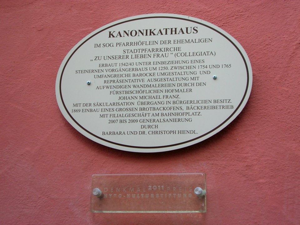 Pfarrgasse 3 Eichstätt -Infotafel