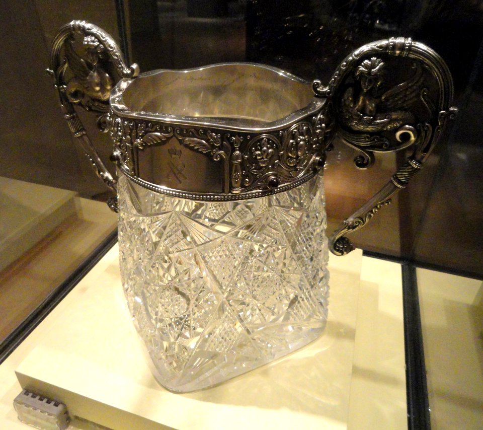Russian ice bucket for Grand Duchess Olga, 1915, silver by I. P. Khlebnikov and Sons, cut glass by Iu. S. Nechaev-Mal'tsov - Royal Ontario Museum - DSC09487