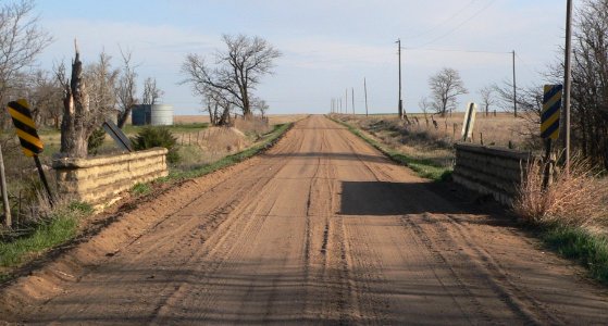Sand Creek, CR 230 bridge, Rush Co KS, from S 1