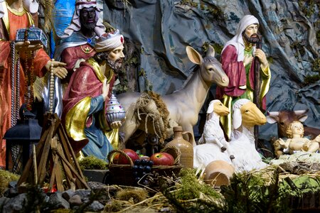 Nativity scene jesus christmas crib figures photo