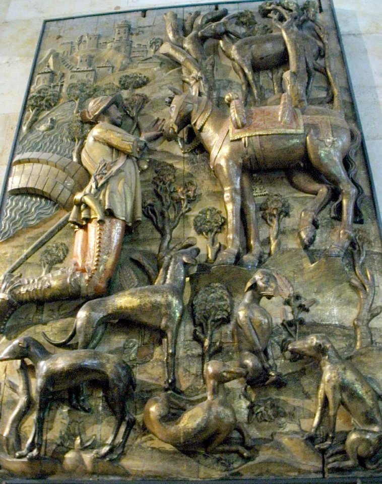 Salamanca - Catedral Vieja, claustro, Capilla de Santa Catalina, Relieve de San Huberto