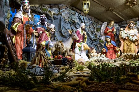 Nativity scene jesus christmas crib figures photo