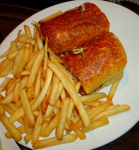 Sandwich and fries at a diner in New Jersey photo