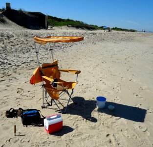 Sandy Hook NJ beach fisherman's chair photo