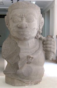 Sandstone sculpture displayed at the Museum of Cham Sculpture without a label II