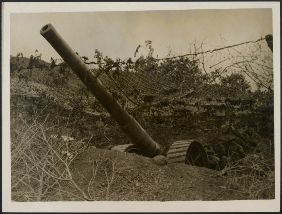 Scenes about heavy gun in action, Bestanddeelnr 158-2465