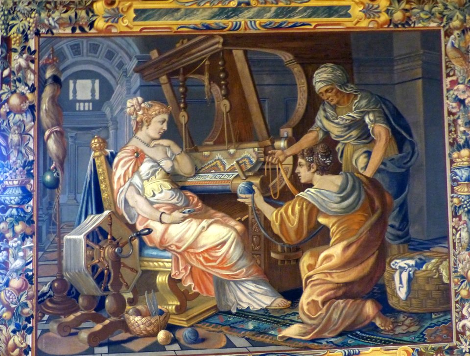 Schloss Ratibor Festsaal - Wandmalerei 7 Penelope am Webstuhl