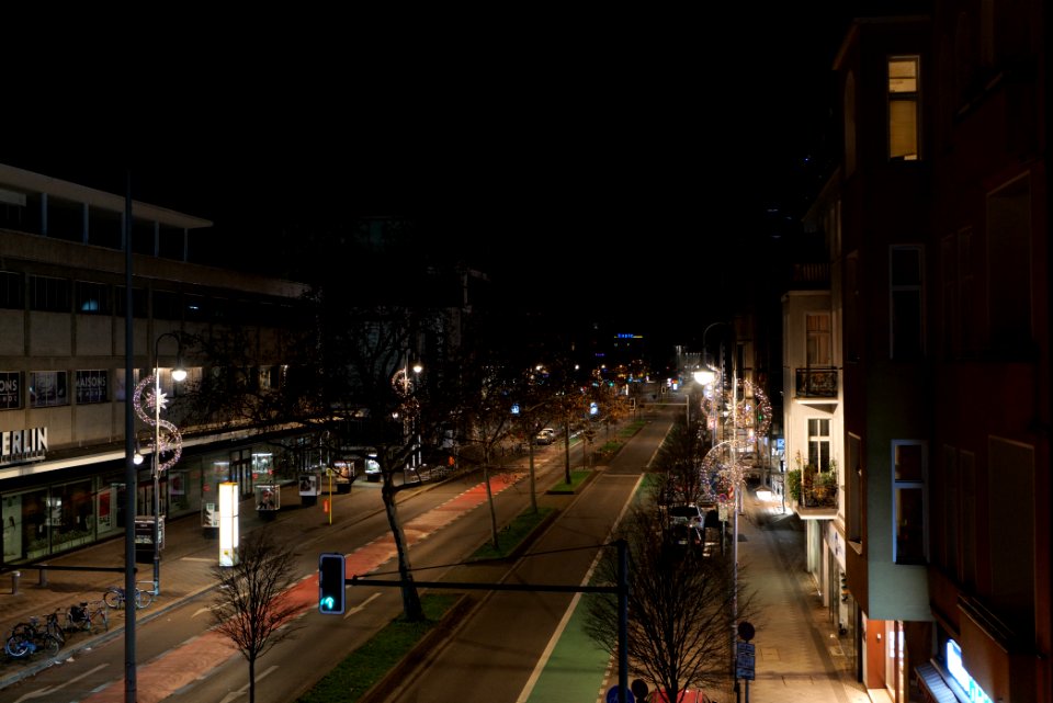 Schloßstraße Berlin-Steglitz from Joachim-Tiburtius-Brücke at night 2021-01-07 06