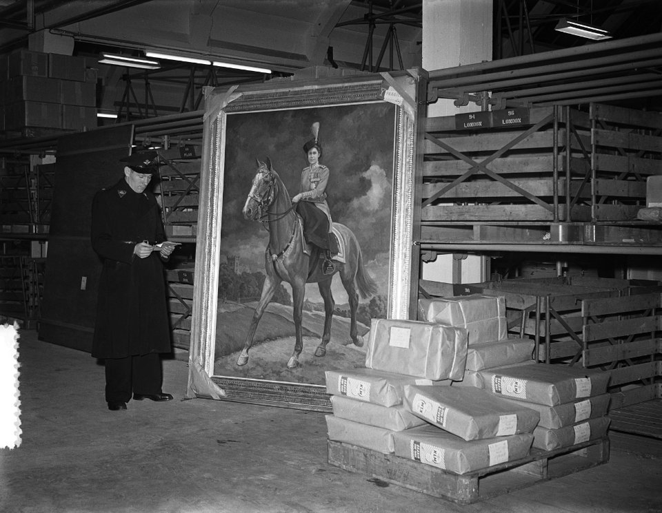 Schilderij v. Prinses Elisabeth vertrek van Schiphol, Bestanddeelnr 905-3852