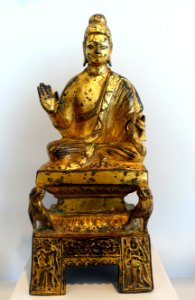 Shakyamuni Buddha Seated on a Lion Throne, China, Northern Wei dynasty, 484 AD, gilt bronze - Arthur M. Sackler Museum, Harvard University - DSC00854