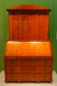 Secretary, Johannes Klinckerfuss, Neuwied, Germany, c. 1793-1794, pine, oak, cherry, iron, partly gilt brass - Germanisches Nationalmuseum - Nuremberg, Germany - DSC02468