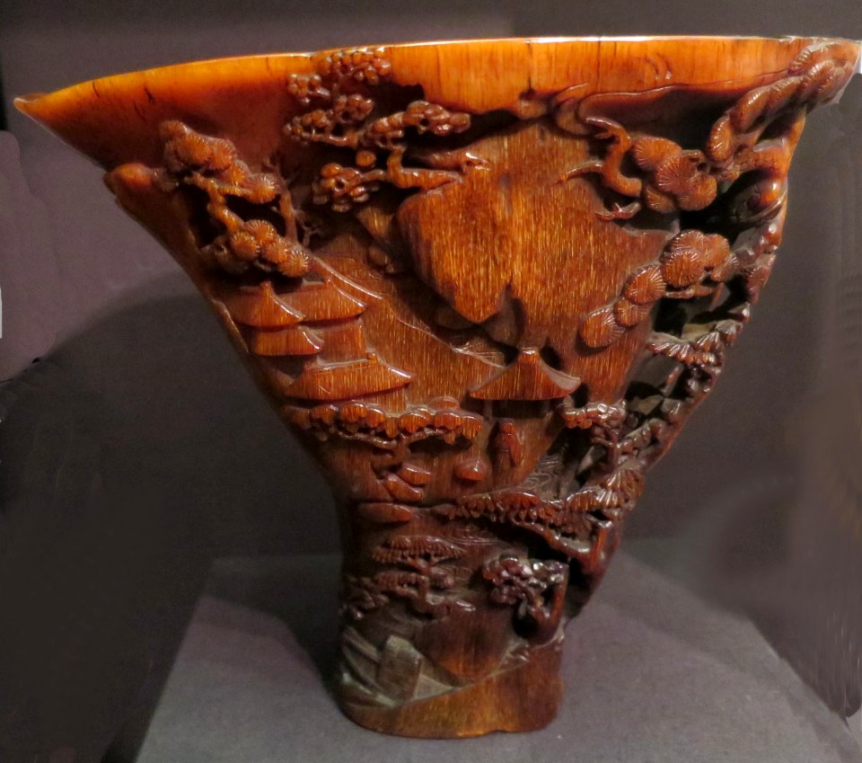 Rhinoceros horn cup with figures in a landscape, Metropolitan Museum of Art
