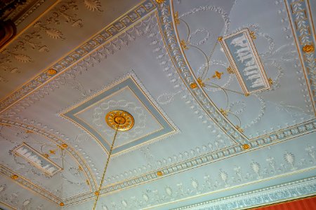 Red Drawing Room ceiling, by Joseph Rose the younger, c. 1794 - Shugborough Hall - Staffordshire, England - DSC00344