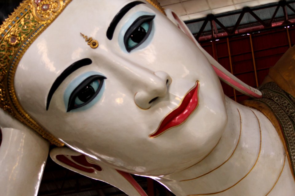 Reclining Buddha statue in Chaukhtatgyi Buddha temple Yangon Myanmar (2)