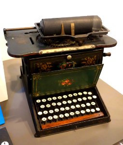 Remington No. 1 typewriter, made by Remington & Songs, Ilion, NY, 1873-1878, the first Sholes & Glidden model typewriter made by Remington - Wisconsin Historical Museum - DSC02806 photo