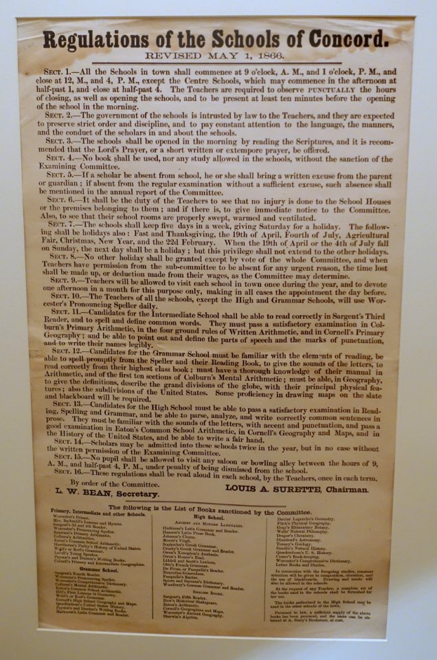 Regulations of the Schools of Concord, Boston, 1866, paper - Concord Museum - Concord, MA - DSC05608