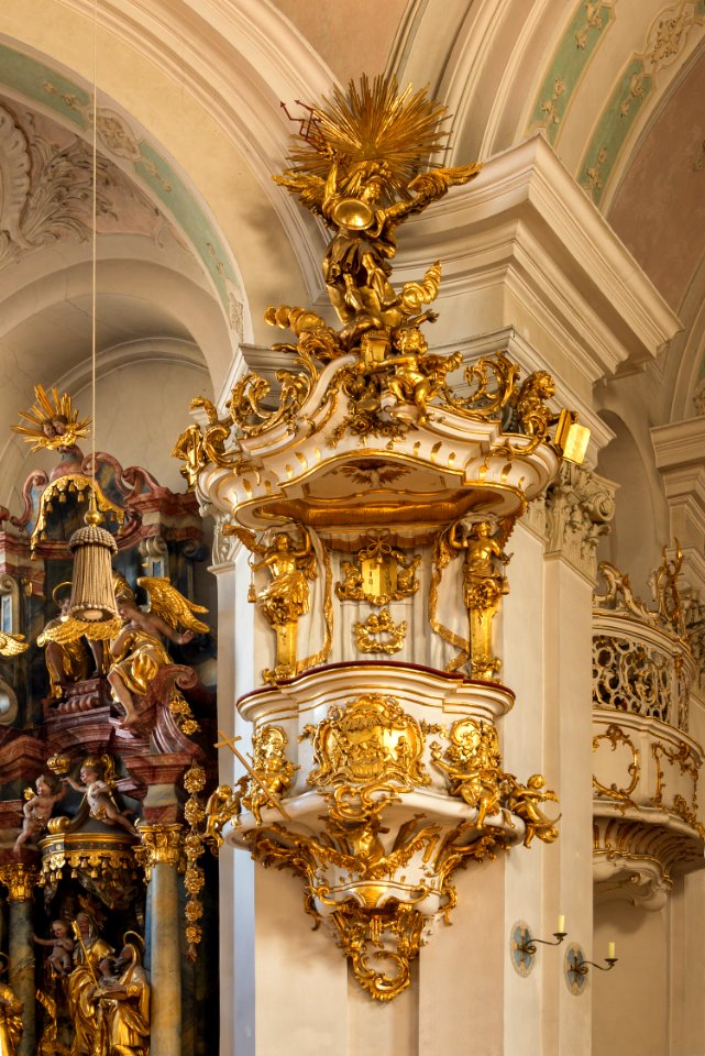 Pulpit, Church Saint Nicholas, Murnau, Bavaria, Germany