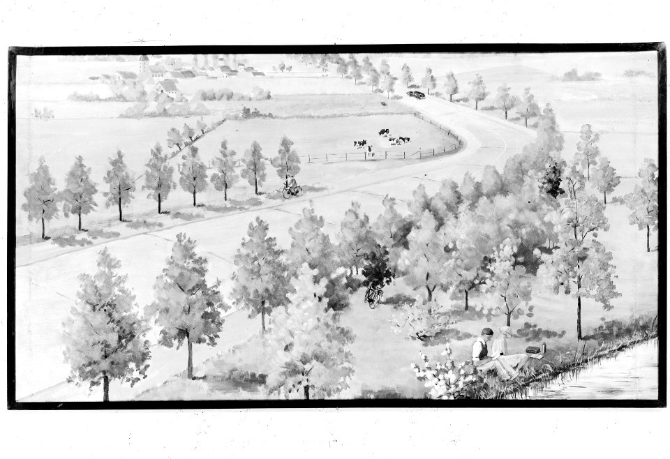 Reproducties, wandplaten, bomen, weilanden, veeteelt, mensen, Bestanddeelnr 253-7277